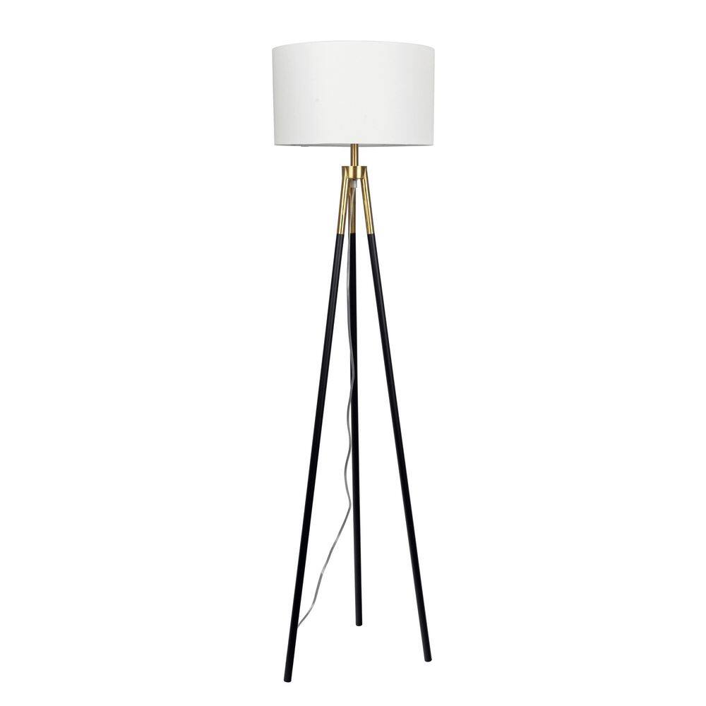 60 in. Black 1-Light Tripod Floor Lamp for Bedroom, Living Room with Linen Round Shade No Bulbs Included price history on PriceWatchPro