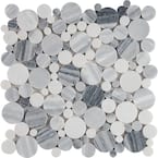 Alaska Gray 12 in. x 12 in. Polished Marble Floor and Wall Mosaic Tile (1 sq. ft./Each)