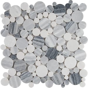 Alaska Gray Pebbles 12 in. x 12 in. x 10 mm Polished Marble Mosaic Tile (1 sq. ft.)