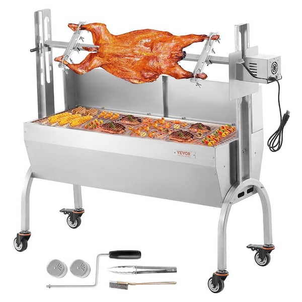 Stainless Steel Rotisserie Grill 46 in. BBQ Hog Rotisserie Roaster with Windscreen Electric Lamb Rotisserie System