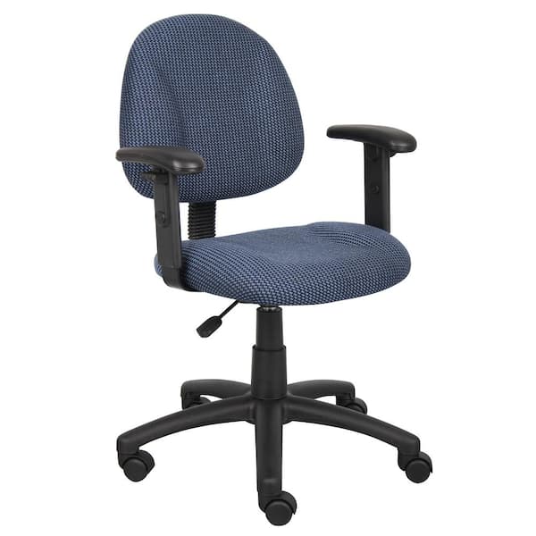 BOSS Office Products HomePro Adjustable Arm Task Chair BlueTweed Fabric Pnuematic Lift