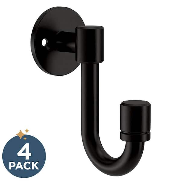 Franklin Brass 4-Pack Bar 3-5/8 in. H, Zinc 35 lb. Load Capacity Classic Single Prong Wall J-Hooks, Matte Black