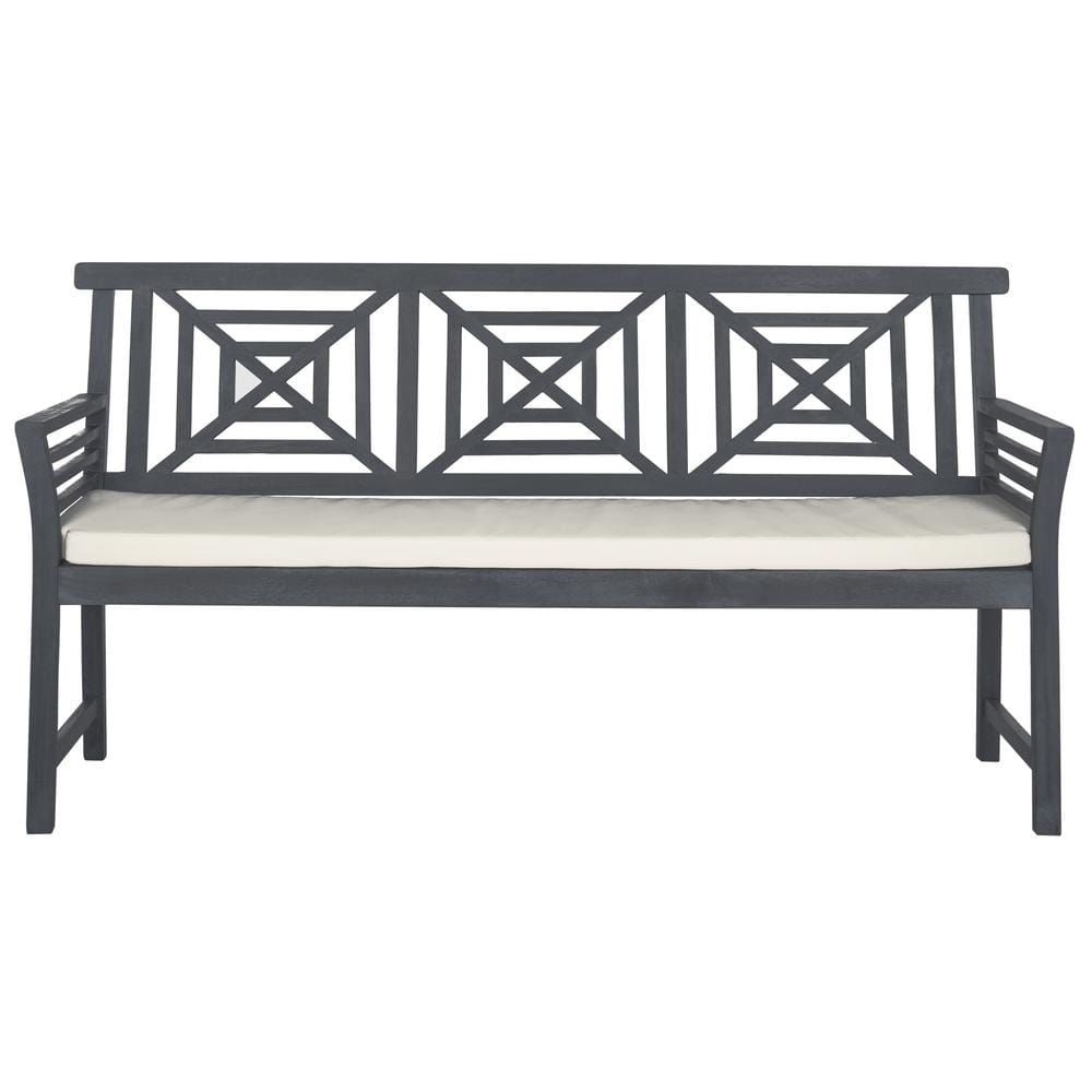 Del Mar Ash Grey 3-Seat Outdoor Bench with Beige Cushion