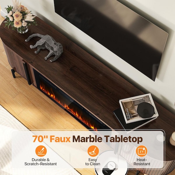 Sizzim 70 in. Freestanding Modern Electric Fireplace TV Stand with