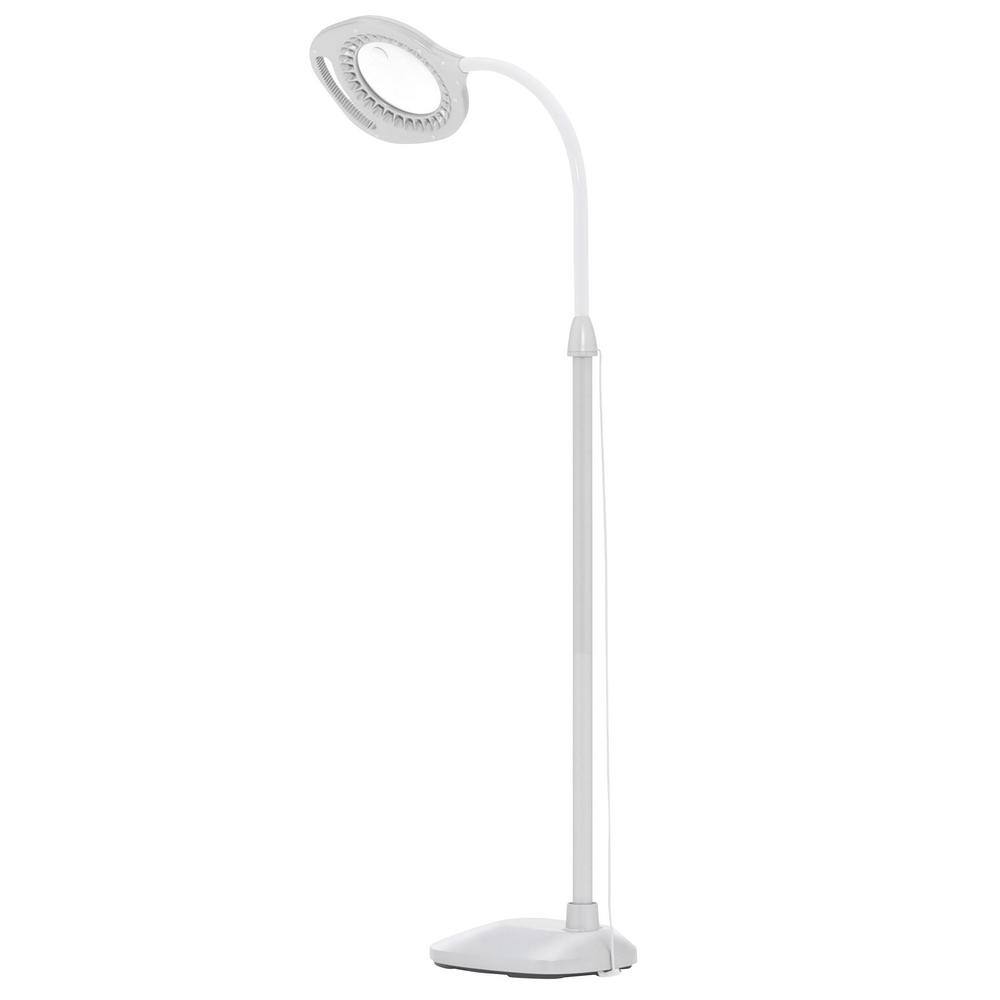 Adjustable Silver LED Magnifier Floor and Table Lamp