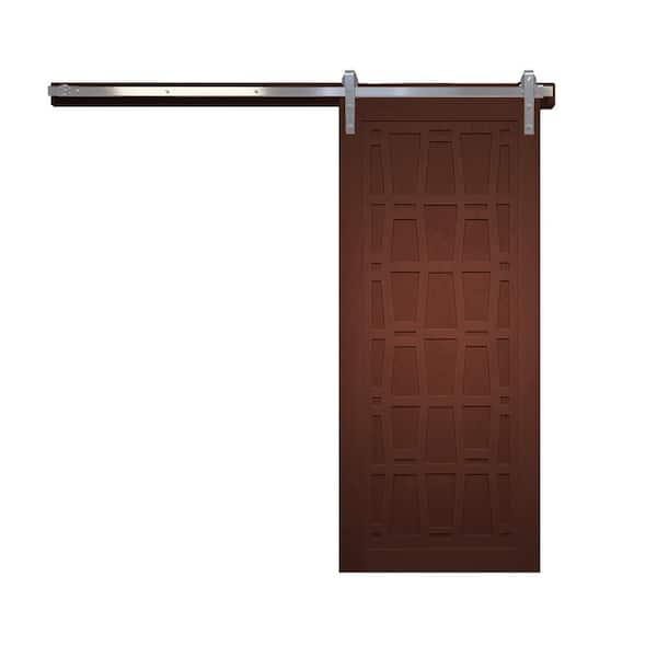 VeryCustom 30 in. x 84 in. Whatever Daddy-O Terrace Wood Sliding Barn Door with Hardware Kit in Stainless Steel