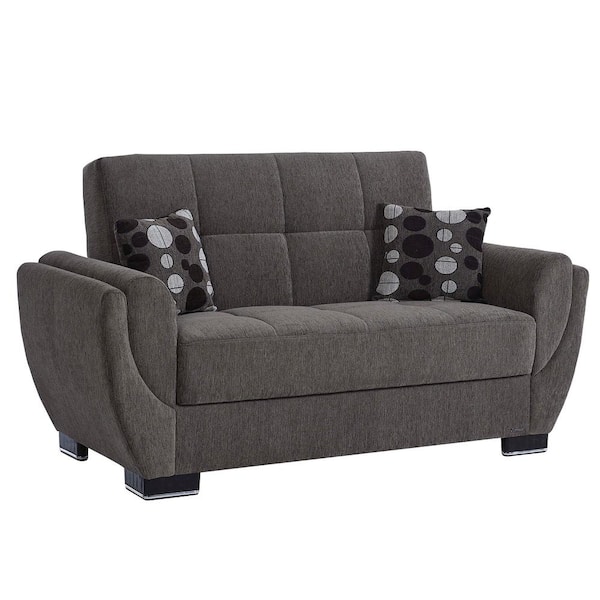 Basics Air Collection Convertible 63 in. Grey Chenille 2-Seater Loveseat with Storage