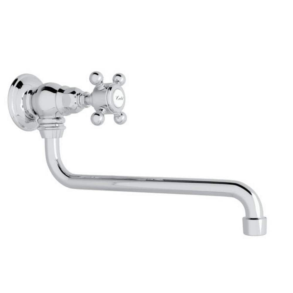 Polished Chrome Wall Mounted Cross Handle Pot Filler