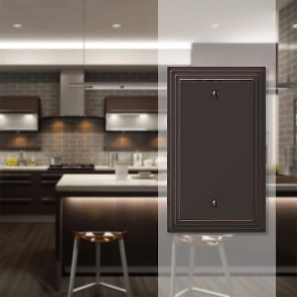 Tiered 1 Gang Blank Metal Wall Plate - Aged Bronze