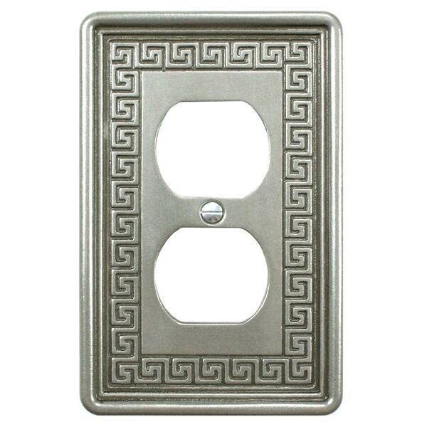 Merola Tile Pewter 1-Gang Duplex Outlet Wall Plate
