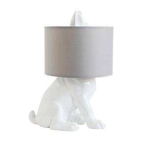 17.5 in. White Novelty Lamp with Dog Shape