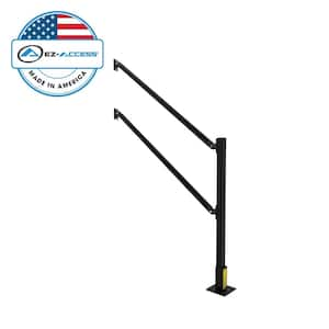 RAILWAY Black Powder Coated Aluminum Modular Handrail Kit Post with 5 ft. Stair Handrails