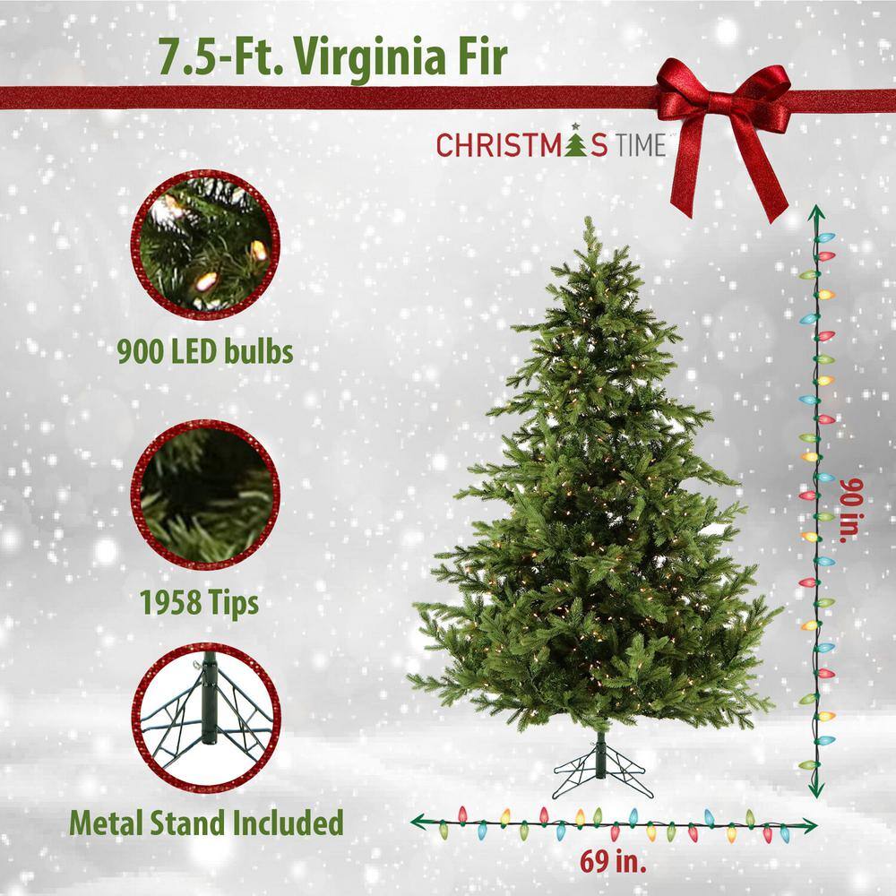 7.5-Foot Green Fir Artificial Christmas Tree with Metal Stand