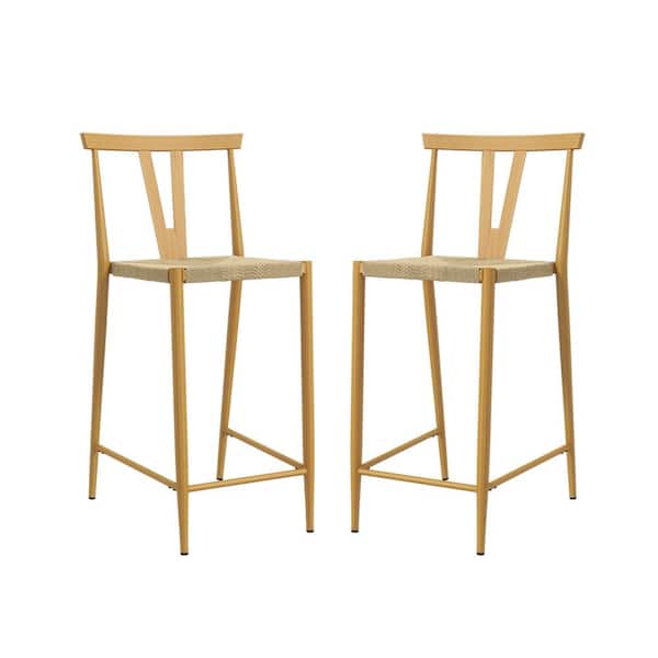 JAYDEN CREATION Minturnae Natural Bar Stool,Set of 2