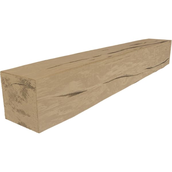 Ekena Millwork 4 in. x 4 in. x 5 ft. Riverwood Rustic Faux Wood Beam Fireplace Mantel in Natural Pine