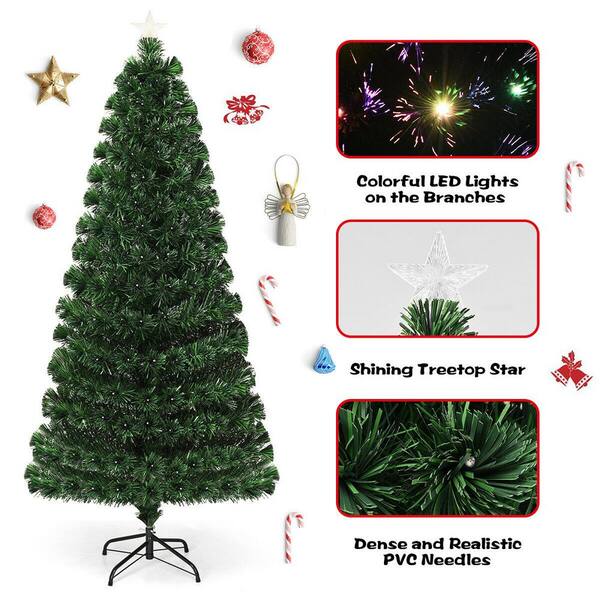 Casainc 7 Ft Fiber Optic Artificial Christmas Tree With Led Lights Hy 20533 The Home Depot