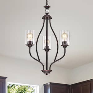 3-Light Oil Rubbed Bronze Traditional Chandelier with Clear Glass Shades