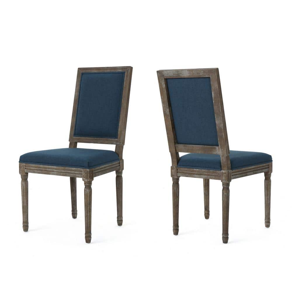 Ledger Navy Blue and Dark Brown Dining Chairs (Set of 2)