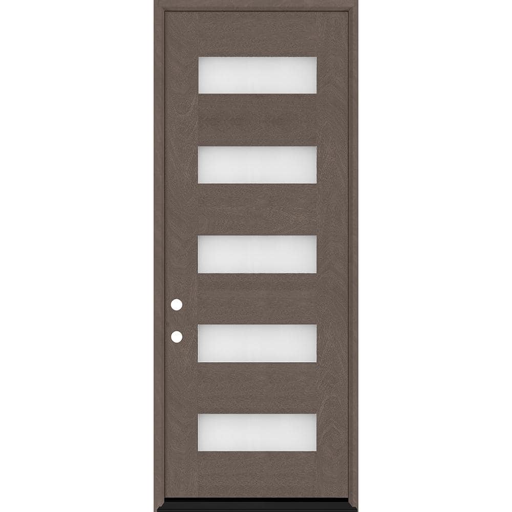 Regency 36 in. x 80 in. 5L Modern Clear Glass RHIS Ashwood Stained Fiberglass Prehung Front Door price history on PriceWatchPro
