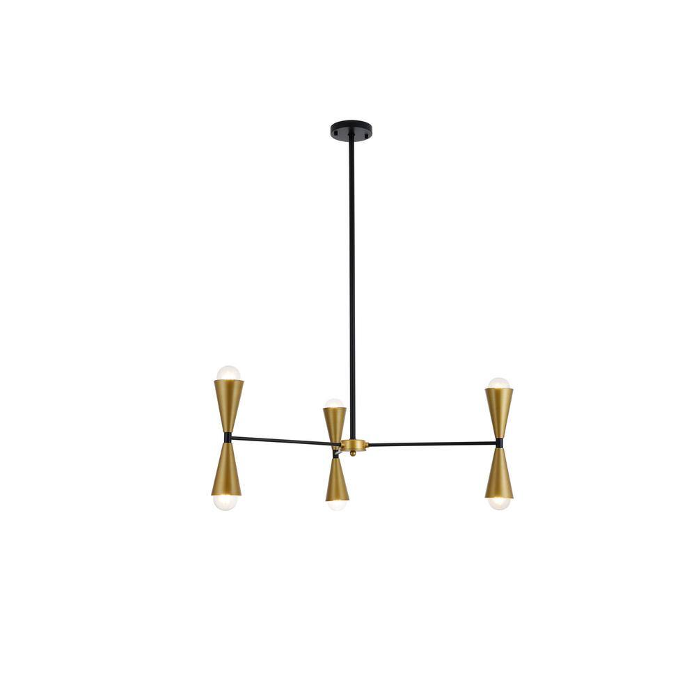 Home Living 40-Watt 6 Light Black Pendant Light with No Shade, No Bulbs Inc