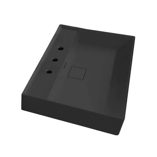Nameeks Sharp Ceramic Rectangular Wall Mounted Bathroom Sink in Matte Black