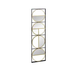 12.2 in. W x 47.2 in. H Eclectic Styling Metal Beaded Black Wall Mirror with Contemporary Design for Bedroom, Liveroom