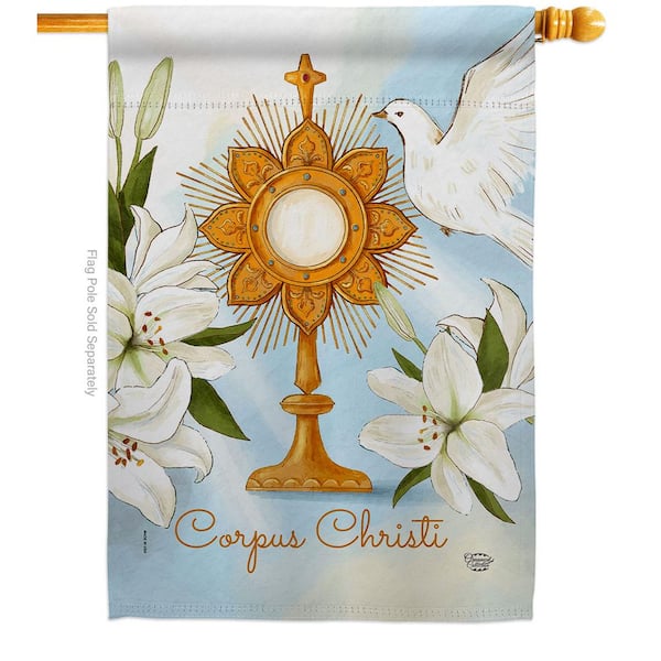 Ornament Collection 28 in. x 40 in. Corpus Christi First Communion House Flag Double-Sided Religious Decorative Vertical Flags