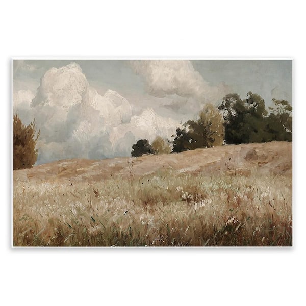Stupell Industries Classic Cloudy Field Landscape by Lettered and Lined 1 Piece Unframed Nature Graphic Art Print 19 in. x 13 in.