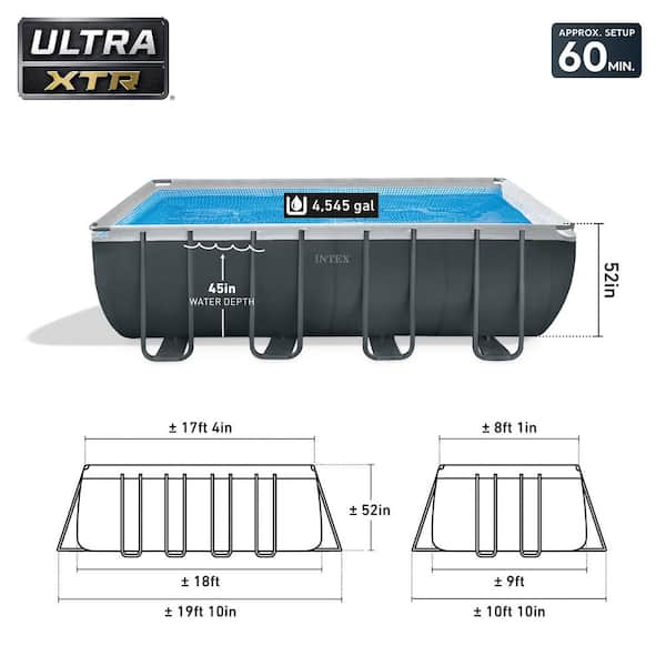 Ultra XTR 18 ft. x 9 ft. Rectangular 52 in. Deep Above Ground Pool Set