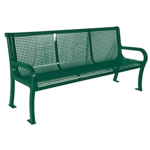 6 ft. Perforated Green Commercial Park Lexington Portable Bench with Back Surface Mount