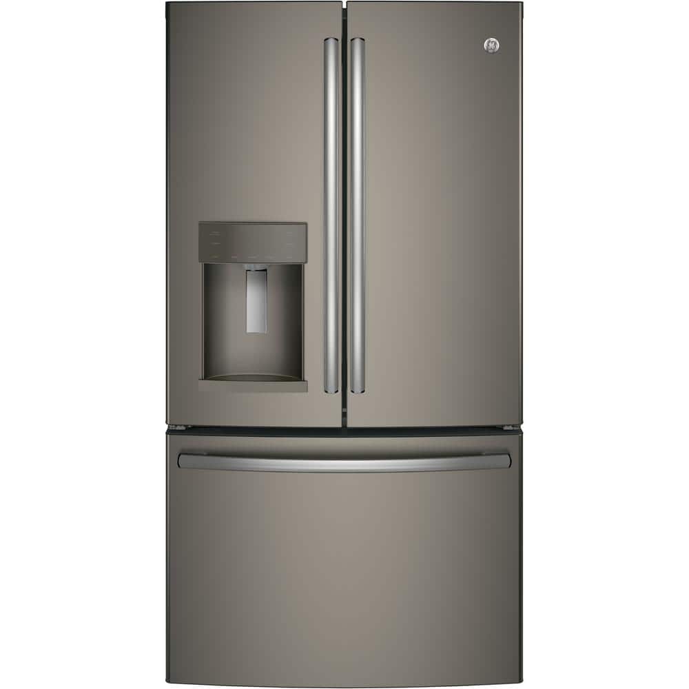 Ge 25 8 Cu Ft French Door Refrigerator In Slate Fingerprint Resistant Gfs26gmnes The Home Depot