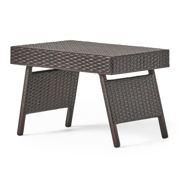 TANKY TRADING INC Outdoor PE Wicker Side Table Suitable for Garden Terrace Backyard Can Be Matched with Any Brown