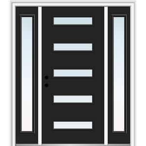 68.5 in. x 81.75 in. Davina Right-Hand Inswing 5-Lite Clear Low-E Painted Steel Prehung Front Door with Sidelites