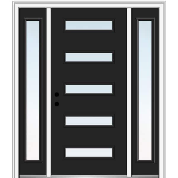 68.5 in. x 81.75 in. Davina Right-Hand Inswing 5-Lite Clear Low-E Painted Steel Prehung Front Door with Sidelites