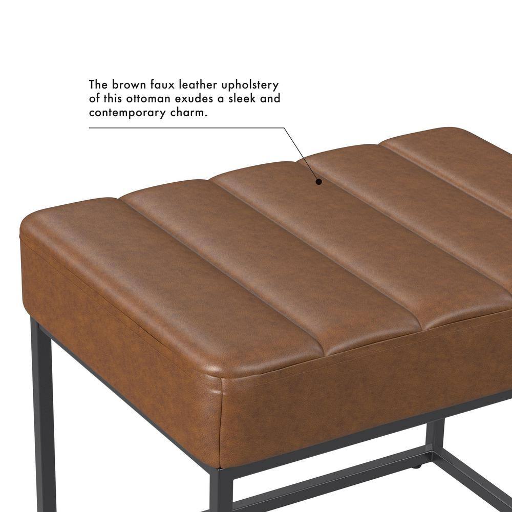 HomePop Homepop Theodore Small Ottoman - Faux Leather