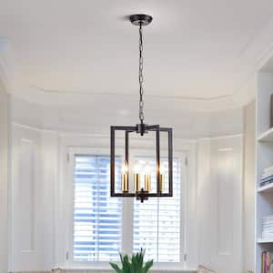 Hartford 4-Light Black/Gold Small Island Pendant Ligh with Metal Lamp Body