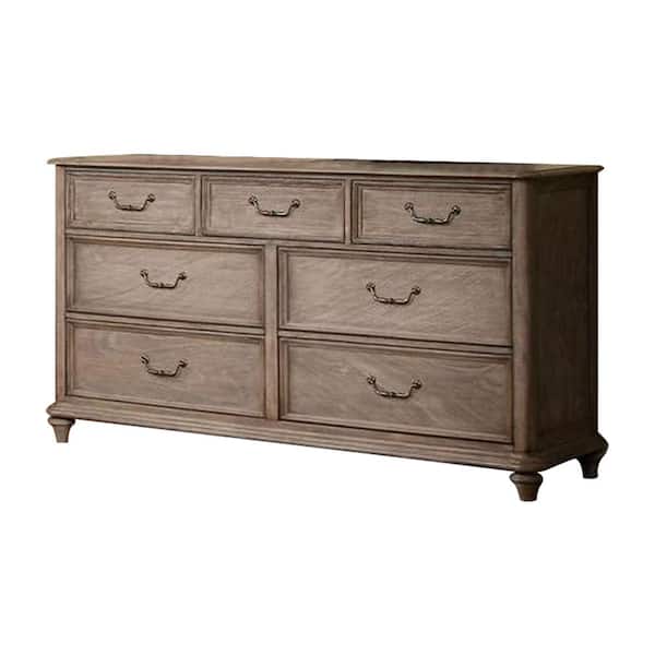 Begrade 7-Drawers 19 in. D x 66 in. W x 38 in. H I Rustic Natural Tone Dresser