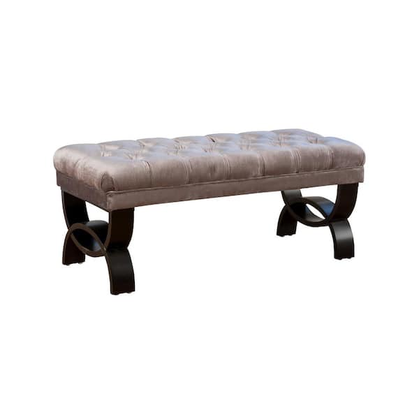 Noble House Hilton Grey Velvet Ottoman