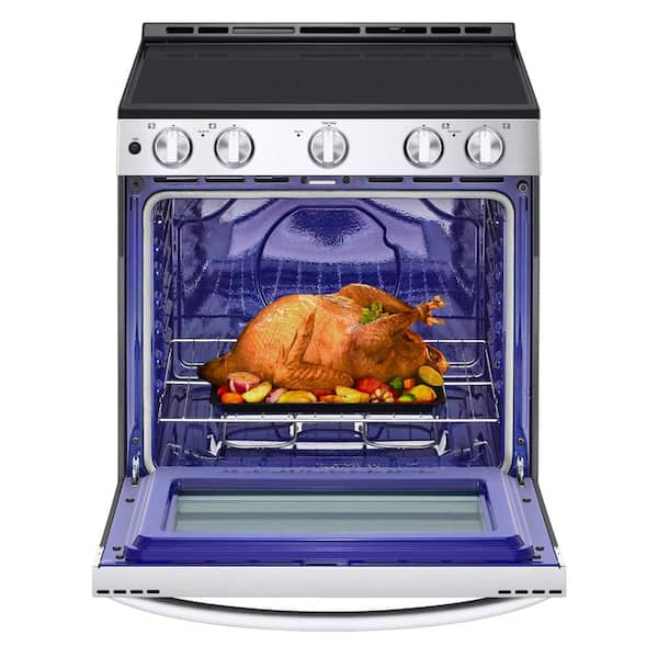 30 in. 6.3 Cu. Ft. 4 Element Slide-In Electric Range in Stainless Steel with Easy Clean and Ultra Heat