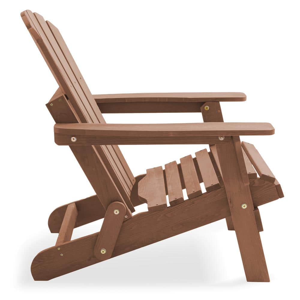 Espresso Brown Solid Wood Folding Adirondack Chair with Arms