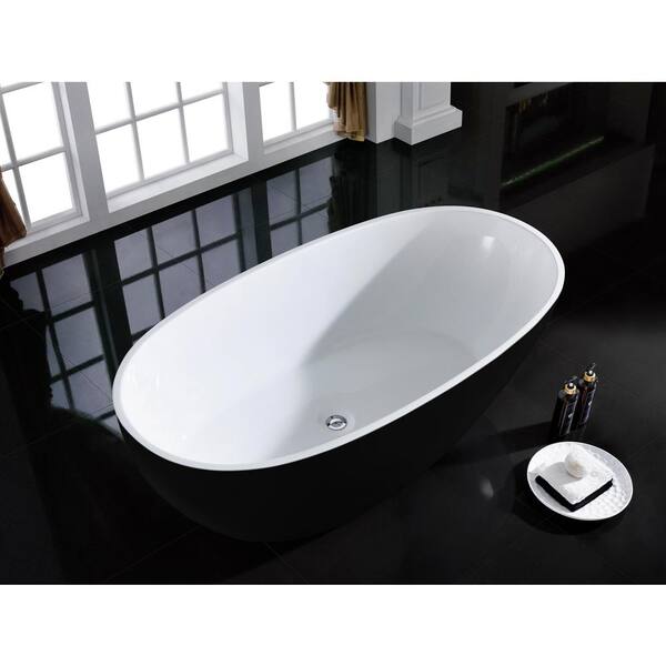 Layla 67 in. Acrylic Classic Flatbottom Non-Whirlpool Freestanding Oval Bathtub in Black Matte Layla 67 in. Acrylic Classic Flatbottom Non-Whirlpool Freestanding Oval Bathtub in Black Matte