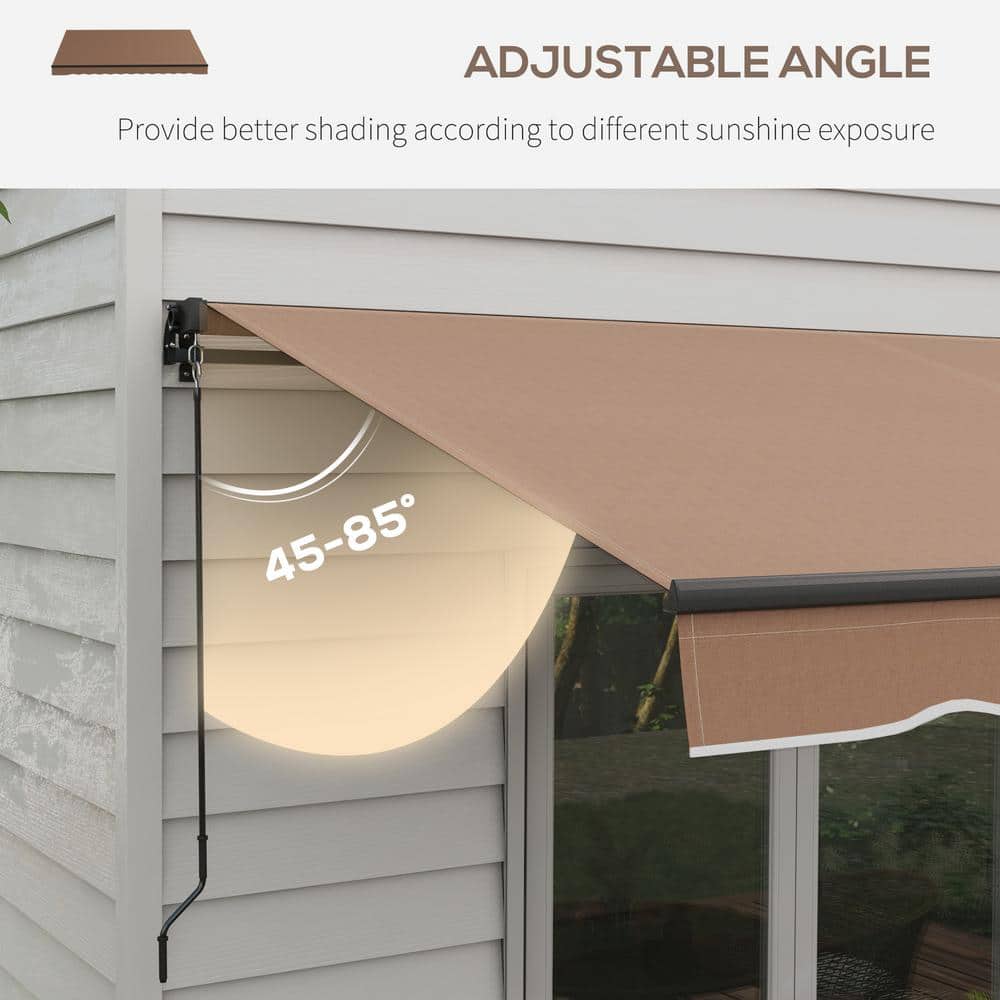 Coffee Brown 12' x 10' Retractable Awning with Manual Crank Handle