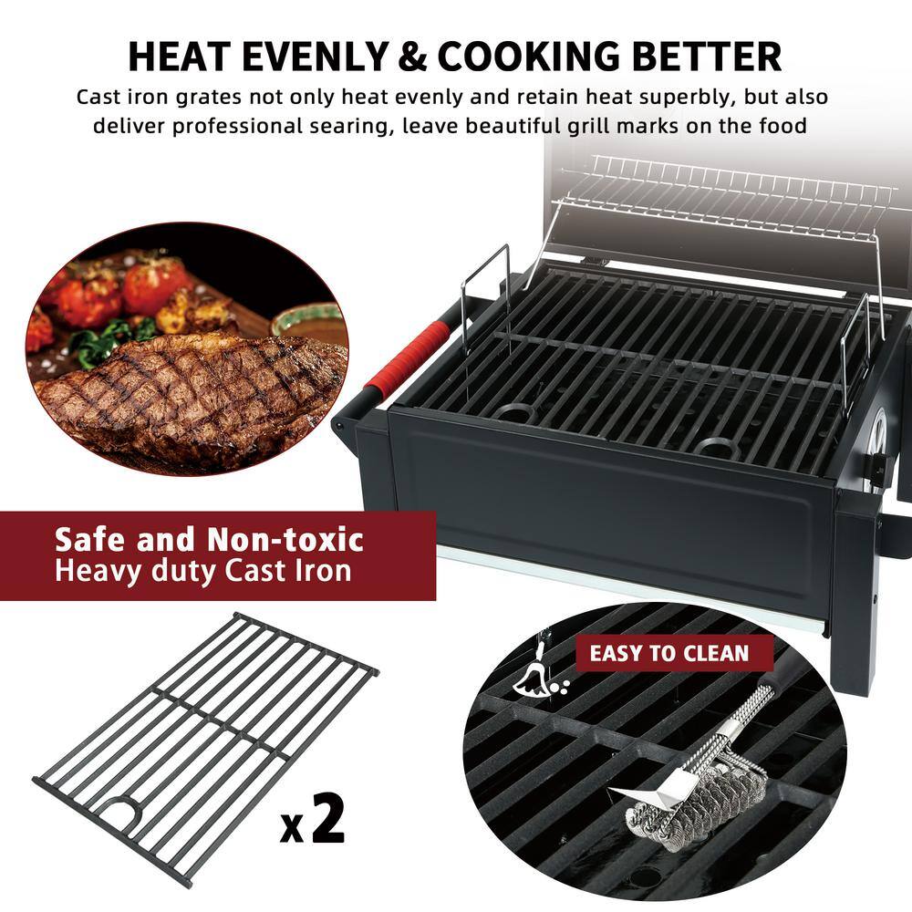 Feasto 26.8'' Black Portable Charcoal Grill with Cast Iron Grate