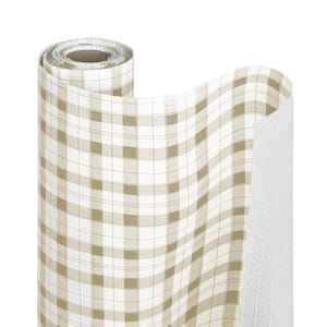 Bonded Khaki Plaid 12 in. D x 720 in L Checkered Nonstick, Drawer and Shelf Liners (6 Pack)