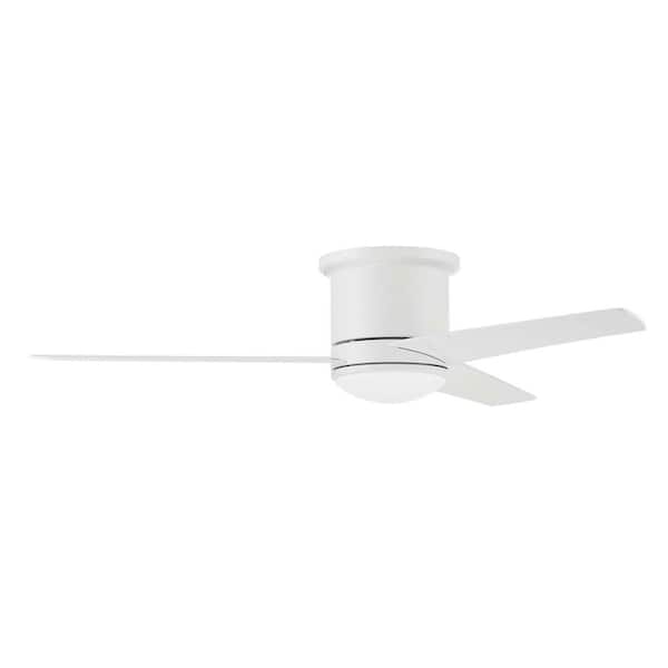 CRAFTMADE Cole 52 in. Hugger Indoor/Outdoor White Ceiling Fan with Integrated LED Light and Remote/Wall Control Included