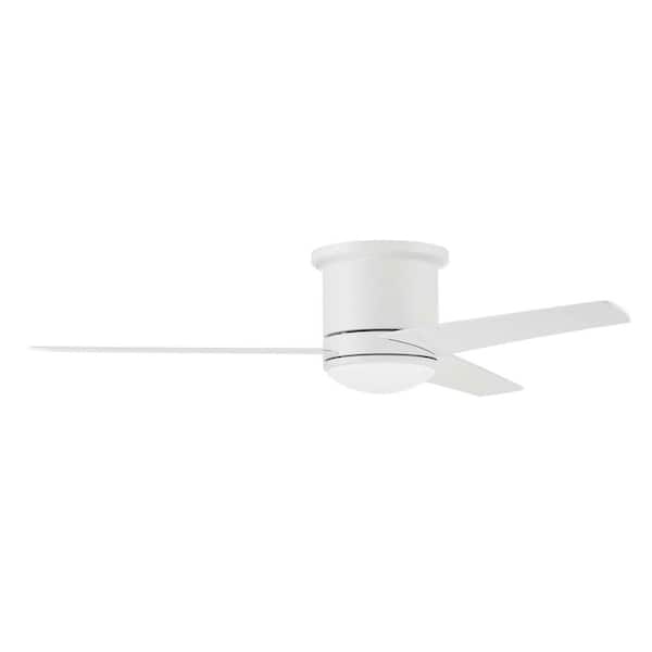 Cole 52 in. Hugger Indoor/Outdoor White Ceiling Fan with Integrated LED Light and Remote/Wall Control Included