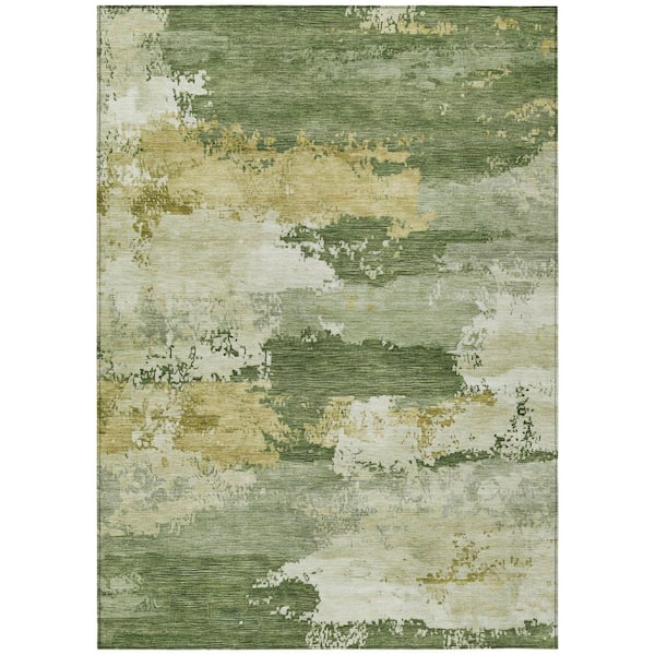 Chantille Machine Washable Indoor/Outdoor Abstract ACN2372 Olive 8 ft. x 10 ft. Area Rug