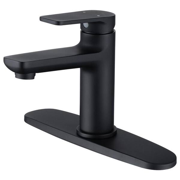 Aurora Decor Harp Single Hole Single-Handle Bathroom Faucet With Deck Plate in Matte Black