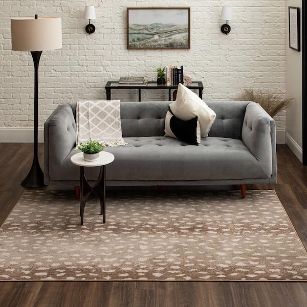 Cascade Antelope Taupe 2 ft. 1 in. x 3 ft. 8 in. Modern Contemporary Animal Print Antelope Area Rug