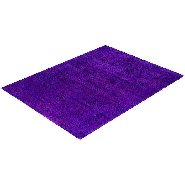 Overdyed Purple 9 ft. x 12 ft. Solid Wool Indoor Area Rug